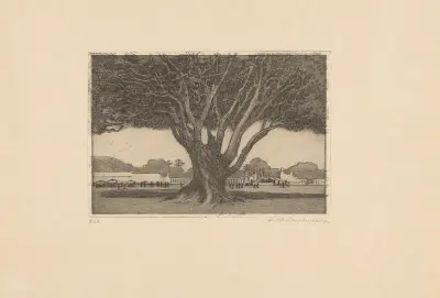 Waringin i trädgården vid sultanens palats i Yogyakarta av Wijnand Otto Jan Nieuwenkamp