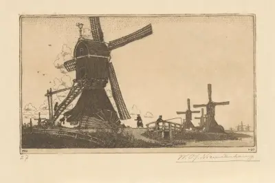 Wipmolens aan de Vlist tussen Haastrecht en Schoonhoven von Wijnand Otto Jan Nieuwenkamp