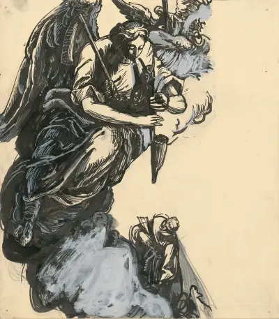 Angel Playing Bagpipes av Ján Novák