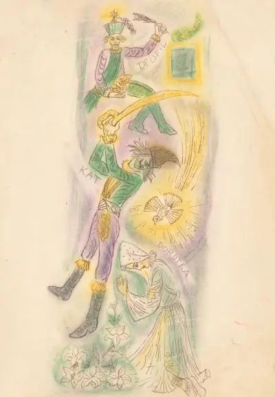 Illustration av legenden om Sankta Dorotea II av Ján Novák