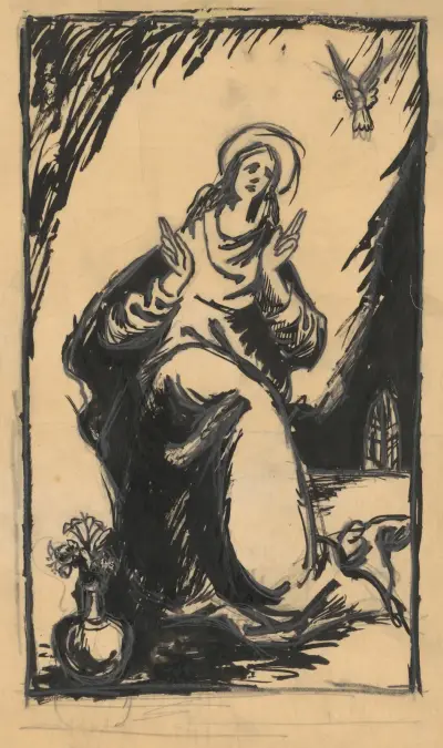 Madonna med vas och blommor av Ján Novák