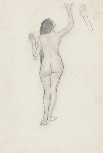 Nude woman turned back av Jan Rembowski