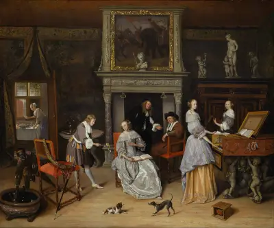 Fantasy Interior with Jan Steen and the Family of Gerrit Schouten av Jan Steen