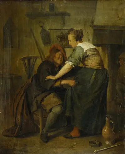 Krog med gäst och serveringsflicka av Jan Steen