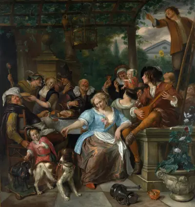 Glatt sällskap på en terrass av Jan Steen