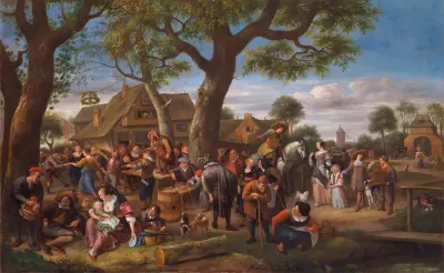 Bönder som festar utanför en krog av Jan Steen