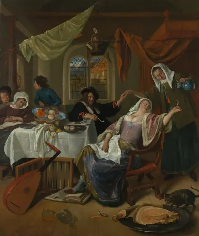 Det utsvävande hushållet av Jan Steen