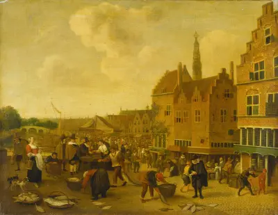 The Fish Market at Leyden von Jan Steen