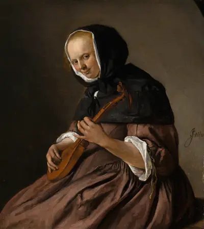 Woman Playing the Cittern av Jan Steen