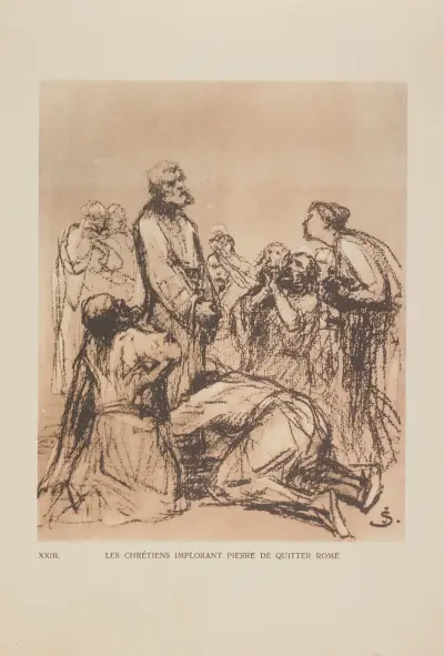 Les Chrétiens Implorant Pierre De Quitter Rome av Jan Styka