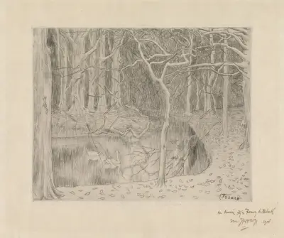 Skog med damm och svanar av Jan Toorop