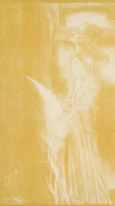 Del av omslaget till programmet för 'Utförande av nederländska visor ur Sångboken för Stornederländerna' av Jan Toorop