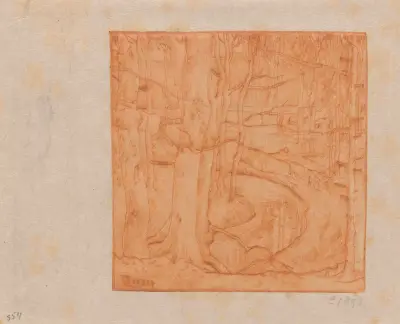 Kala bokträd längs en bäck av Jan Toorop
