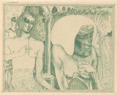 Gammal kvinna omgiven av unga kvinnor av Jan Toorop