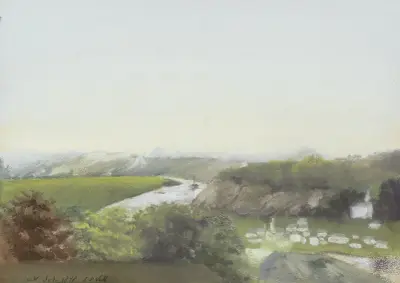 Berglandschap met een rivier von Jan Veth