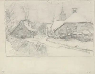 Besneeuwd dorpje av Jan Veth