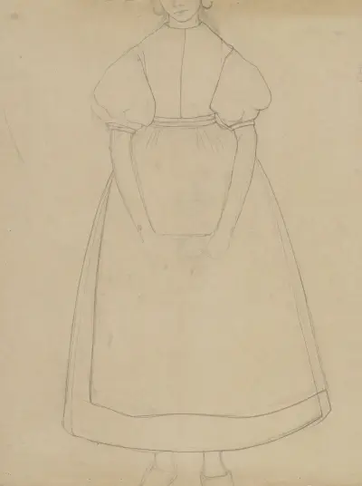 Contourtekening van een staand meisje av Jan Veth