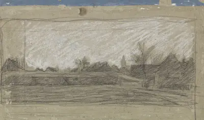 Gezicht op een dorp av Jan Veth