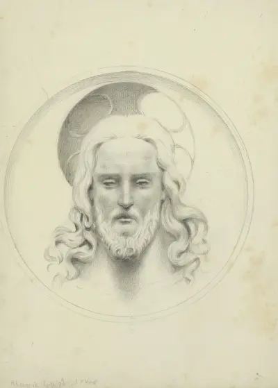 Kop van Christus met een nimbus von Jan Veth