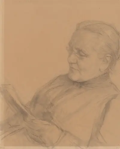 Portret van Barendina Hermina Muhring, lezende von Jan Veth