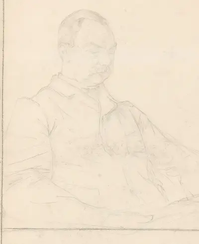 Portret van een zittende lezende heer, Jan Veth