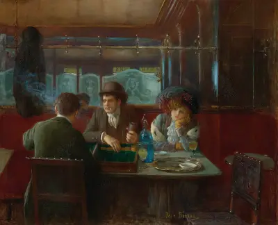 Backgammon på kaféet av Jean Béraud