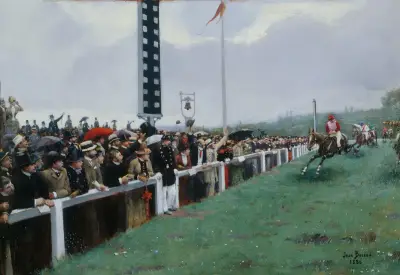 Kapplöpning på Longchamp; ankomst till mål av Jean Béraud