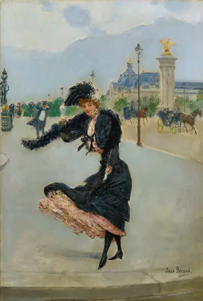 Elegante Devant Le Grand Palais Sur Le Pont Alexandre III av Jean Béraud