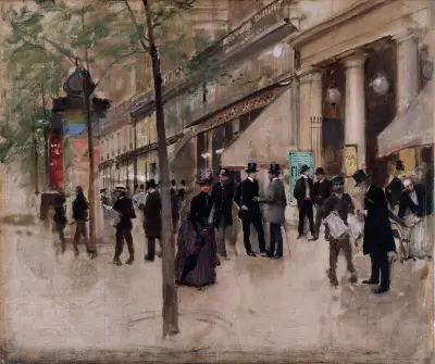 Le boulevard Montmartre, devant le théâtre des Variétés, l’après-midi av Jean Béraud