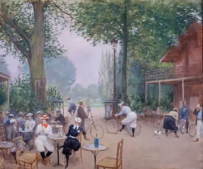 Le Chalet du Cycle au bois de Boulogne av Jean Béraud