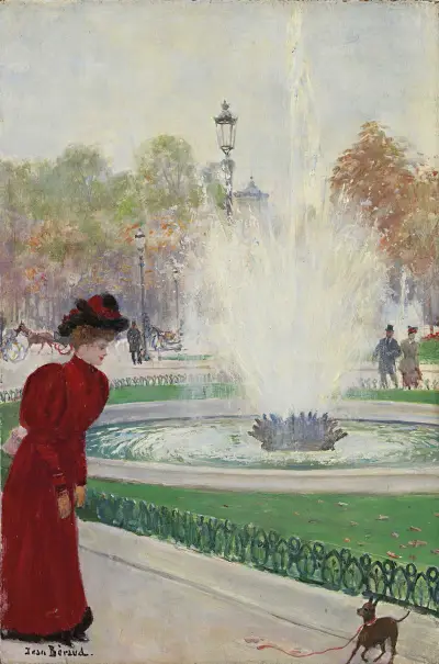 Parisienne au rond-point des Champs-Élysées av Jean Béraud