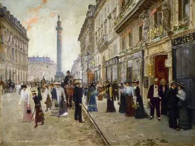 Arbetarnas utgång från Maison Paquin av Jean Béraud