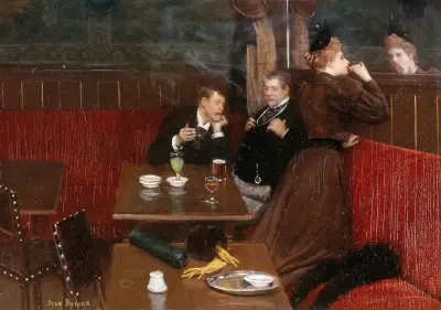 Tre gestalter på ett kafé av Jean Béraud