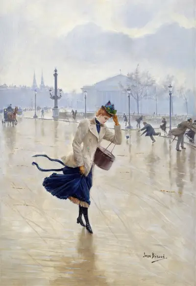 Windy Day, Place De La Concorde av Jean Béraud