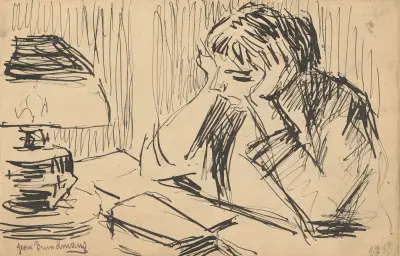 Figur vid ett skrivbord av Jean Brusselmans