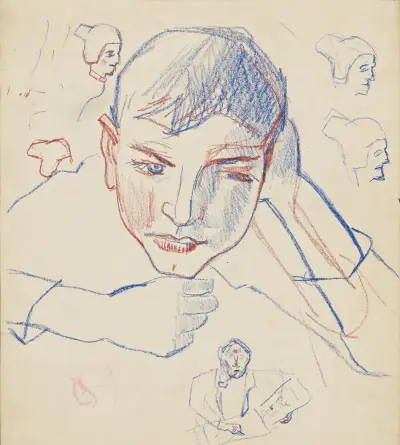 Studie av huvuden av Jean Brusselmans