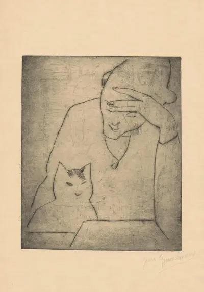Kvinna och katt av Jean Brusselmans