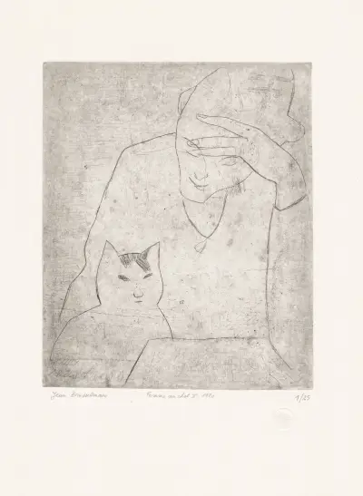 Kvinna med katt II av Jean Brusselmans