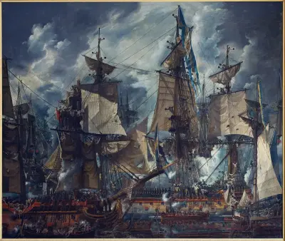 La Victoire d´Hogland av Louis Jean Desprez