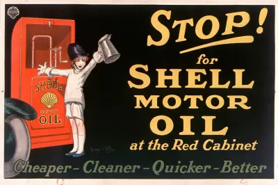 Stop! for Shell motor oil at the Red Cabinet av Jean d'Ylen