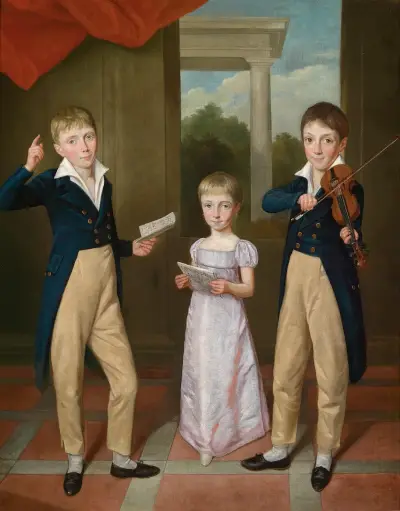 Three Children in a House Concert av Antoine-Jean Gros
