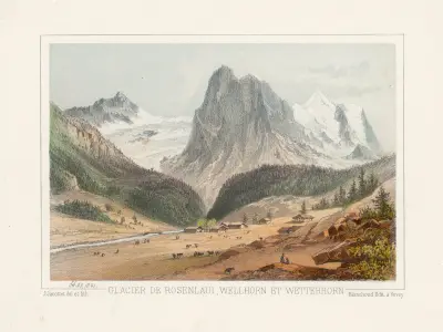 Glacier de Rosenlaui, Wellhorn et Wetterhorn av Jean Jacottet