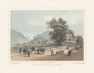 Interlaken, Jungfrau och Hotel Ritschard av Jean Jacottet