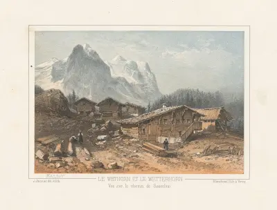 Le Wethorn et le Wetterhorn Vue sur le chemin de Rosenlaui av Jean Jacottet