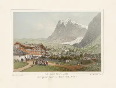 Le Wetterhorn et le glacier supérieur du Grindelwald av Jean Jacottet
