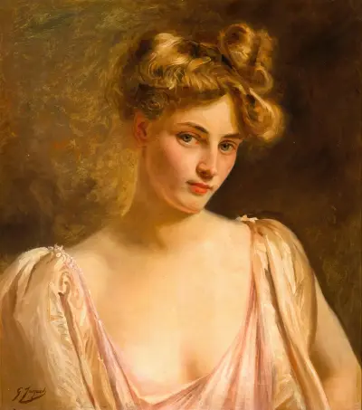 A blonde beauty av Gustave Jean Jacquet