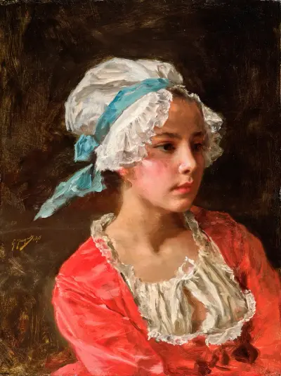 Portrait d’une jeune fille av Gustave Jean Jacquet
