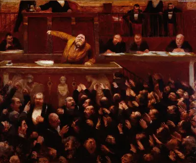 Jean Jaurès (1859-1914), à la tribune de la Chambre des députés av Jean Veber