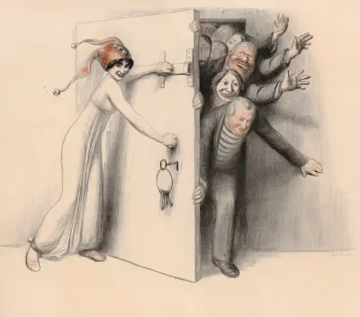 Les humoristes affiche avant la lettre pour la revue av Jean Veber
