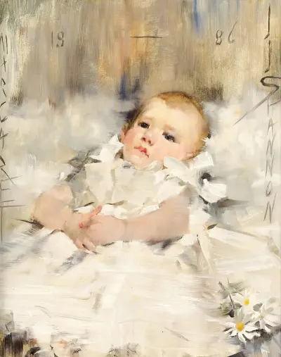 Baby in a Ruffled Dress av James Jebusa Shannon